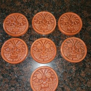 Vintage owl drink coasters.
